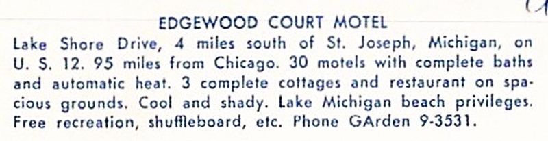 Edgewood Court Motel - Vintage Postcard (newer photo)